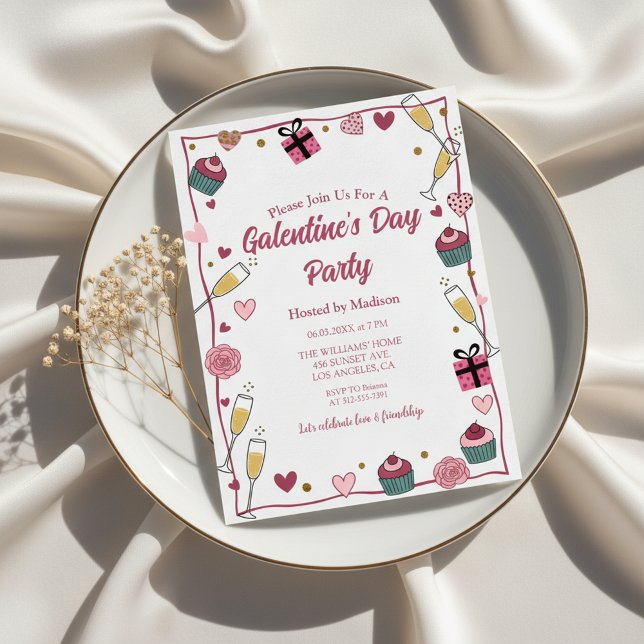Invitation Galentine's au Champagne Doré (Galentines Day Invitation)