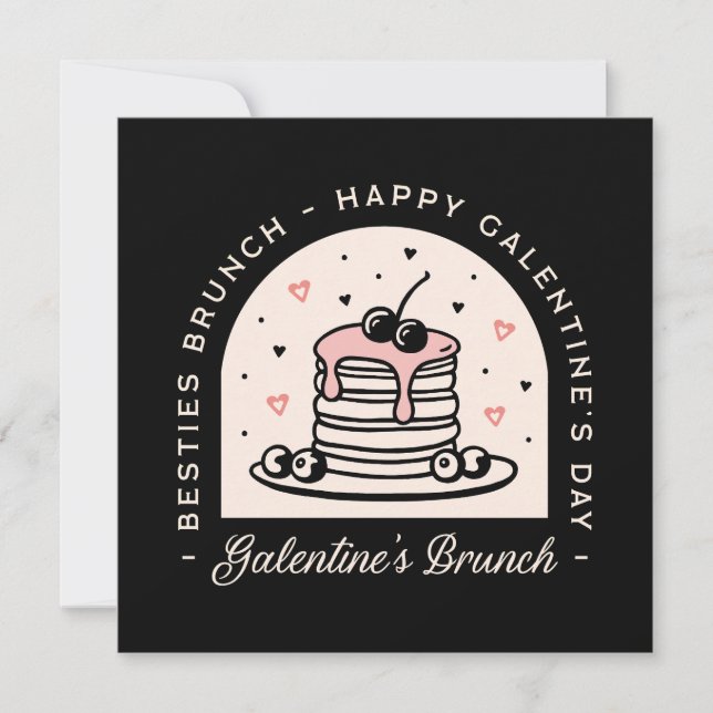 Invitation Galentines besties filles brunch Saint Valentin (Devant)