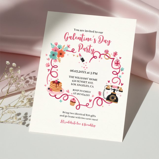 Invitation Galentines Capricieuse Téléphone Vintag (Créateur téléchargé)
