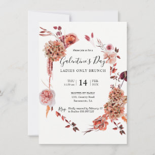 Invitation Galentine's Day Boho floral moderne rose Invitatio