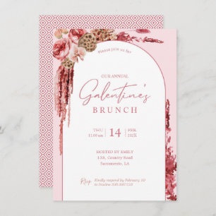Invitation Galentine's Day Boho floral moderne rose Invitatio