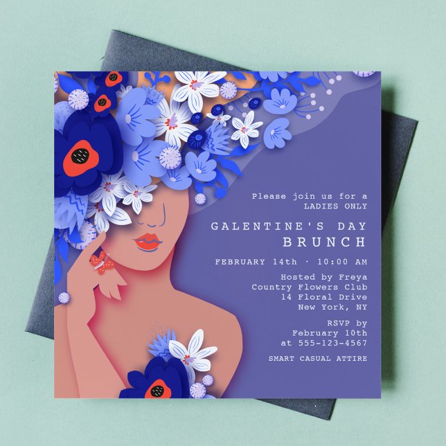 Invitation Galentine's Day Brunch Moderne Fille Floral (Créateur téléchargé)