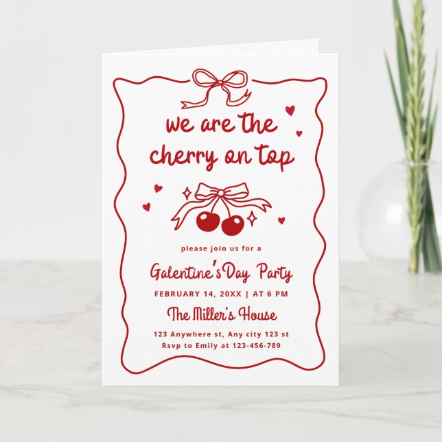 Invitation Galentines Day, Fête de la Saint-Valentin Fête des (Devant)