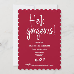 Invitation Galentine's Day xoxo Rouge Bonjour magnifique! cou