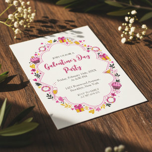 Invitation Galentines Décorative Cadre Ovale