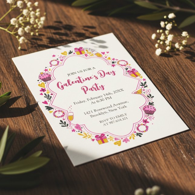 Invitation Galentines Décorative Cadre Ovale (Créateur téléchargé)