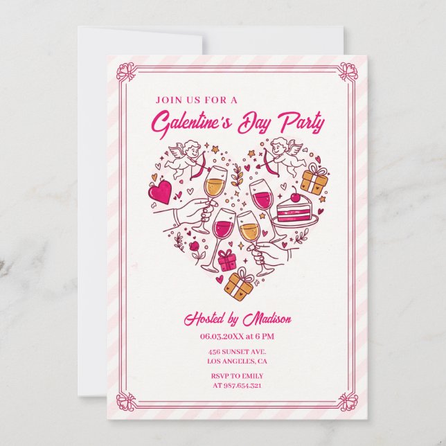 Invitation Galentines des Anges Cupidons au design (Devant)