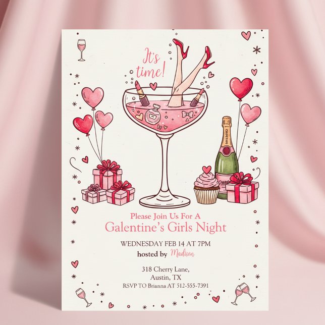 Invitation Galentine's Martini Fantaisiste (Whimsical Party Invitation)
