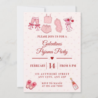 Invitation Galentines Pajama Party Girls Valentines