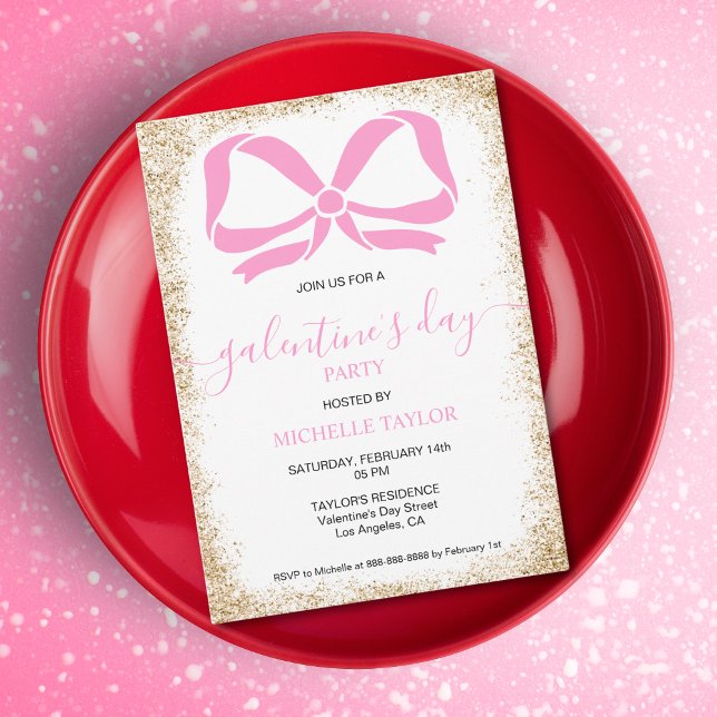 Invitation Galentines Parties scintillant de la fête du jour  (Créateur téléchargé)