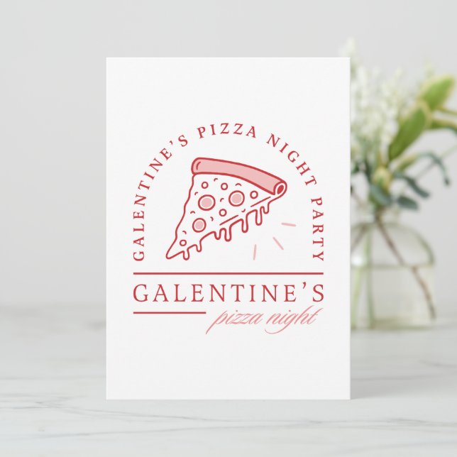 Invitation Galentines pizza party filles valentines esthétiqu (Debout devant)