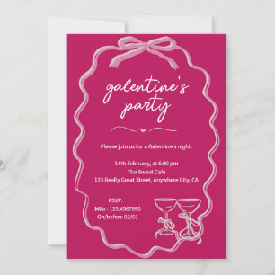 Invitation Galentines roses Filles Nuit Saint Valentin