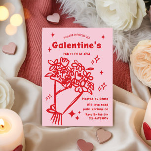 Invitation Galentines Saint-Valentin fantaisistes Fête de fil