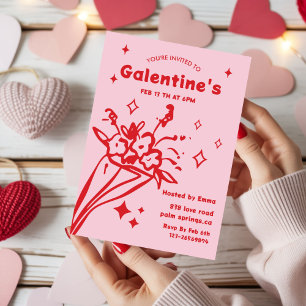 Invitation Galentines Saint-Valentin filles fête fantaisiste