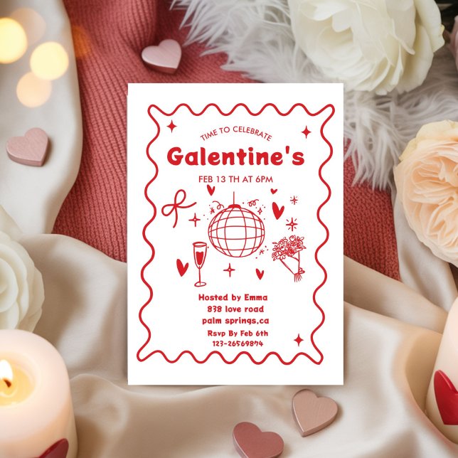 Invitation Galentines Saint-Valentin filles fête fantaisiste (Créateur téléchargé)