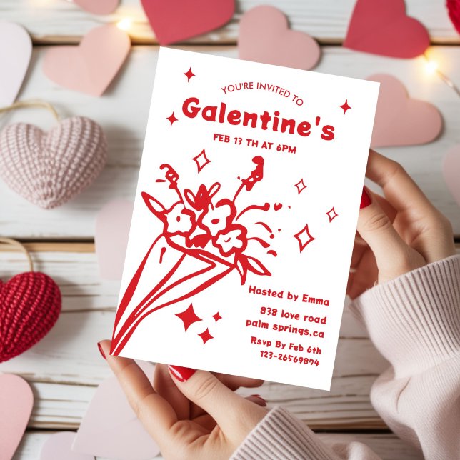 Invitation Galentines Saint-Valentin filles fêtes fantaisiste (Créateur téléchargé)