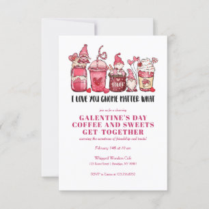 INVITATION GALENTINES VALENTINE'S DAY GNOMES SWEETS CAFÉ