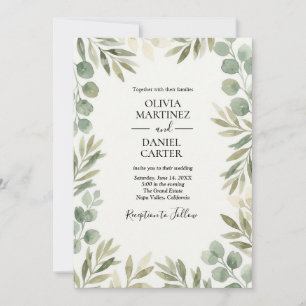 Invitation Galerie de gaufrure d'eucalyptus à l'aquarelle