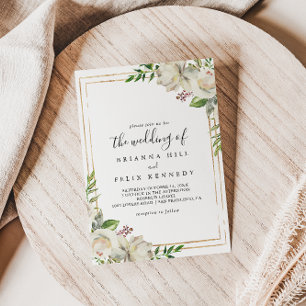 Invitation Galerie Géométrique Or Floral Le Mariage De