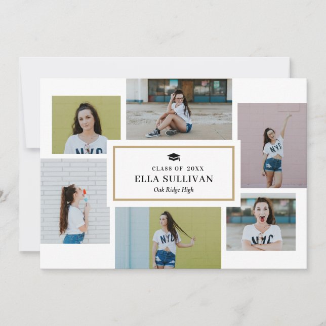 Invitation Galerie tendance Editable Color Photo Graduation (Devant)