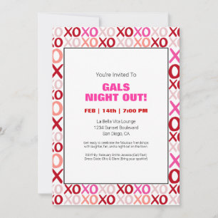 Invitation Gals Night Out XOXO Rose mignonne fête de la Saint