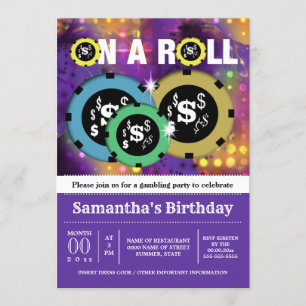 Invitation Gambling roulette chips vegas partie violet