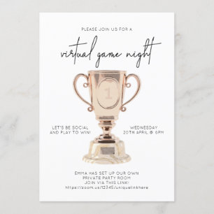 Invitation Game Night Minimal Pink Trophée