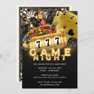 Invitation Game Night Party Black Gold