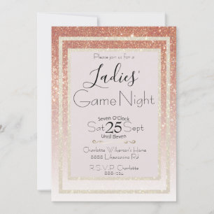 Invitation Game Night Rose Blush et Gold Parties scintillant