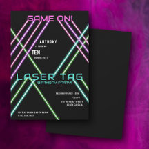  Game On Colorful Neon Laser Tag Birthday
