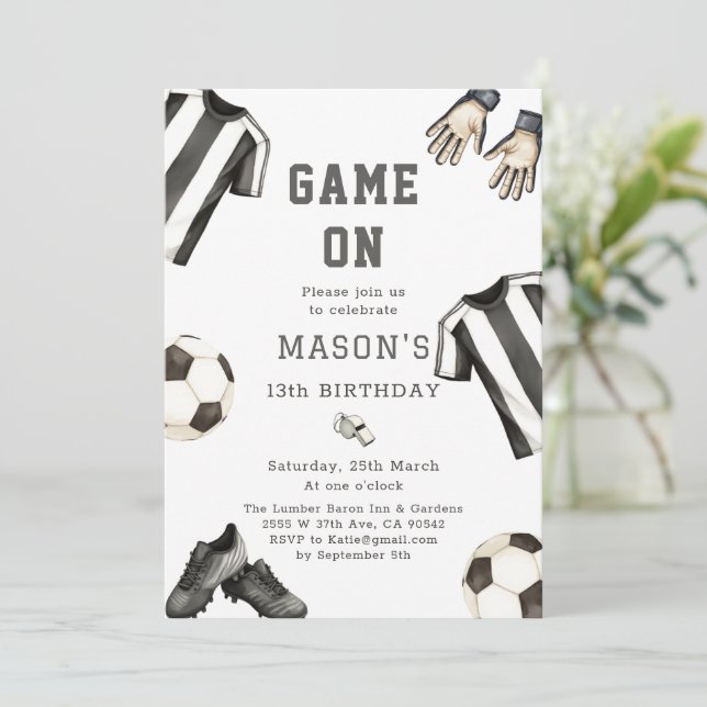 Invitation Game One football Sports Theme Soccer Birthday (Debout devant)
