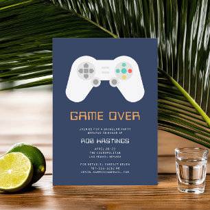 Invitation Game Over   Thème de fête de Bachelor Gaming