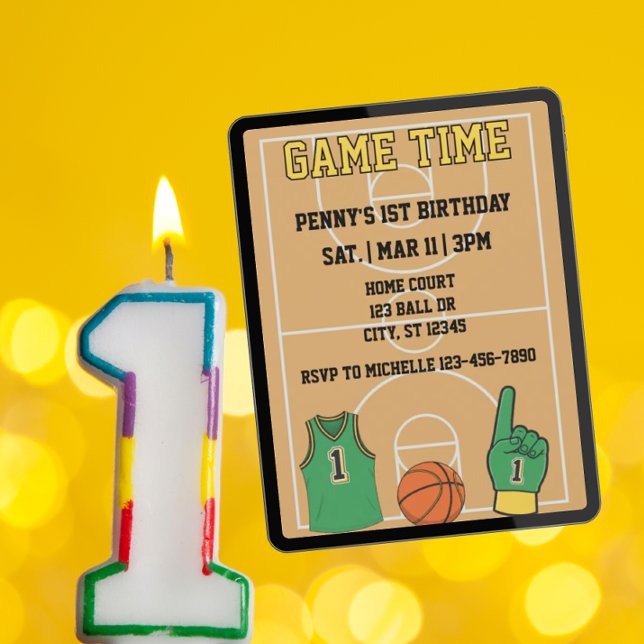 Invitation Game Time, Basketball 1st Birthday (Créateur téléchargé)