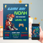 Invitation Gamer Boy Blue Video Jeu Anniversaire<br><div class="desc">Réalisées avec précision et attention aux détails, nos invitations présentent des graphismes épurés, des couleurs vives et des symboles iconiques qui résonnent chez les joueurs de tous âges. Que vous soyez l'hôte d'une soirée de jeux, d'un bain d'anniversaire ou d'une célébration de jalon, nos invitations à des jeux vidéo donnent...</div>