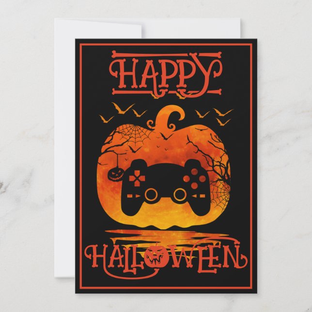 INVITATION GAMER HAPPY HALLOWEEN JEU COSTUME ÉVÉNEMENT (Devant)