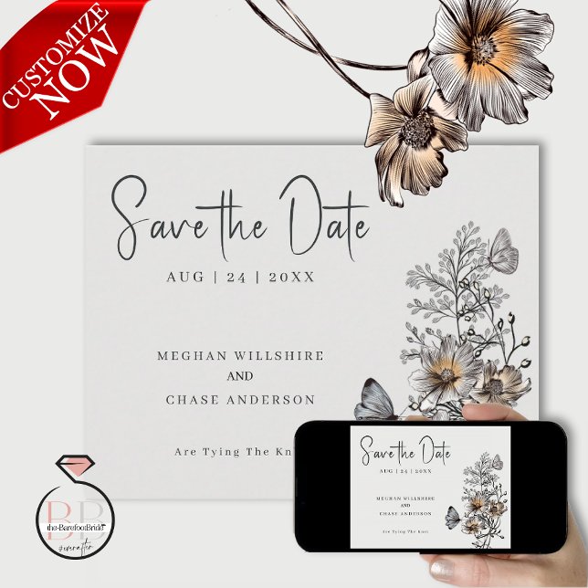 Invitation Gamme Minimale de pavots en terre cuite (Easy to customize )