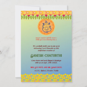 Invitation Ganesh Chaturthi Floral Coloré