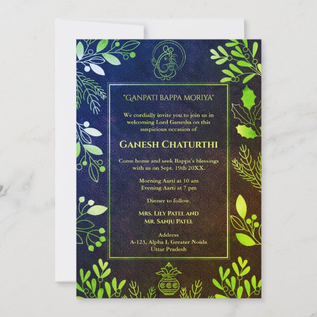 Invitation Ganesh Chaturthi Puja (Devant)