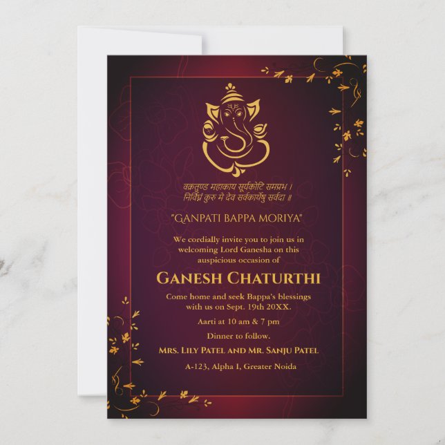 Invitation Ganesh Chaturthi Puja (Devant)