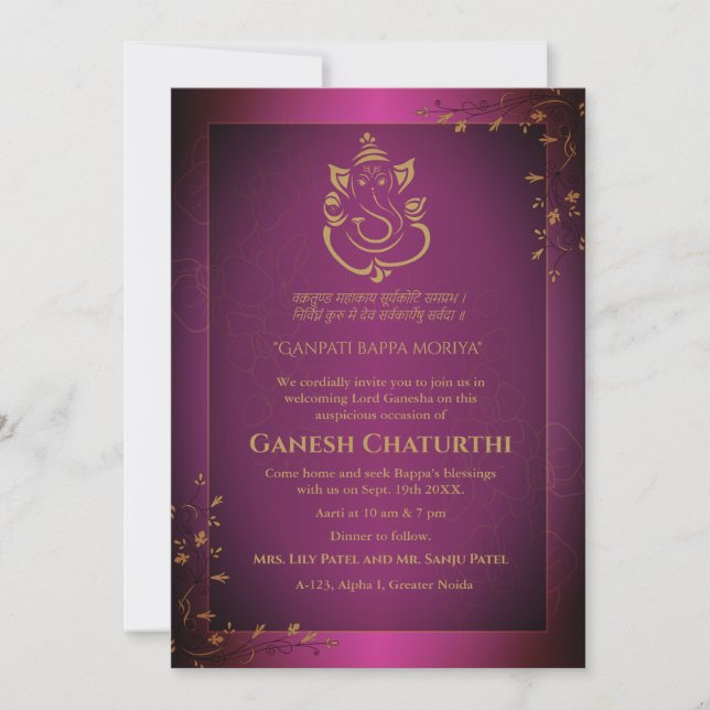 Invitation Ganesh Chaturthi Puja (Devant)