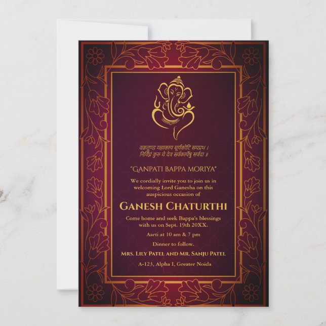 Invitation Ganesh Chaturthi Puja (Devant)