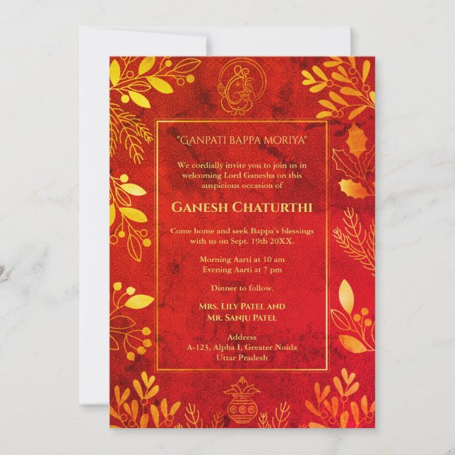 Invitation Ganesh Chaturthi Puja (Devant)