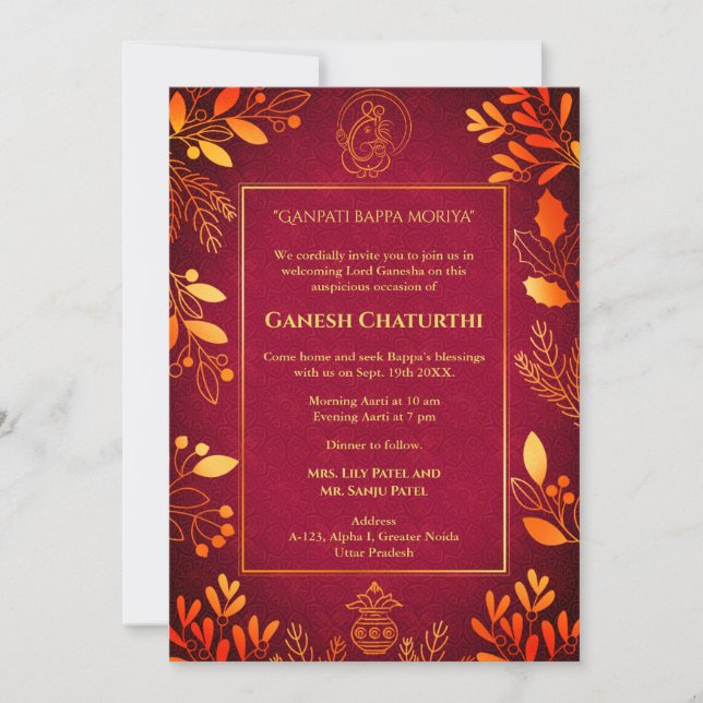 Invitation Ganesh Chaturthi Puja (Devant)