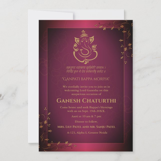 Invitation Ganesh Chaturthi Puja (Devant)