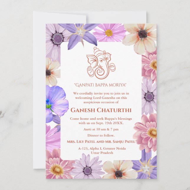 Invitation Ganesh Chaturthi Puja Floral (Devant)