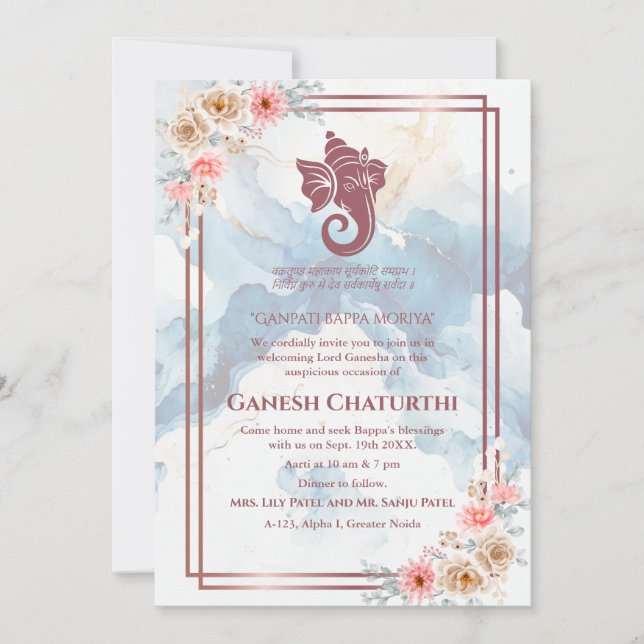 Invitation Ganesh Chaturthi Puja Floral (Devant)