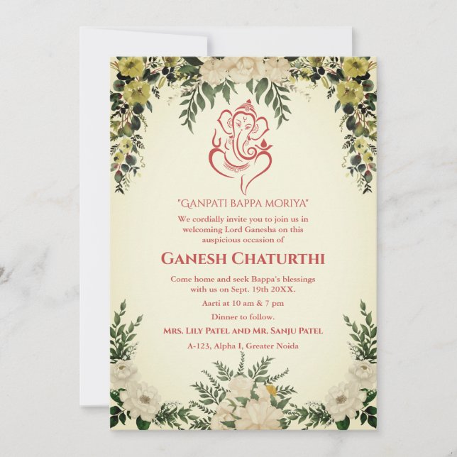 Invitation Ganesh Chaturthi Puja Floral (Devant)
