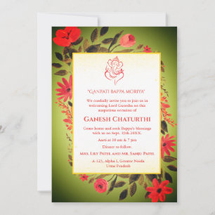 Invitation Ganesh Chaturthi Puja Floral
