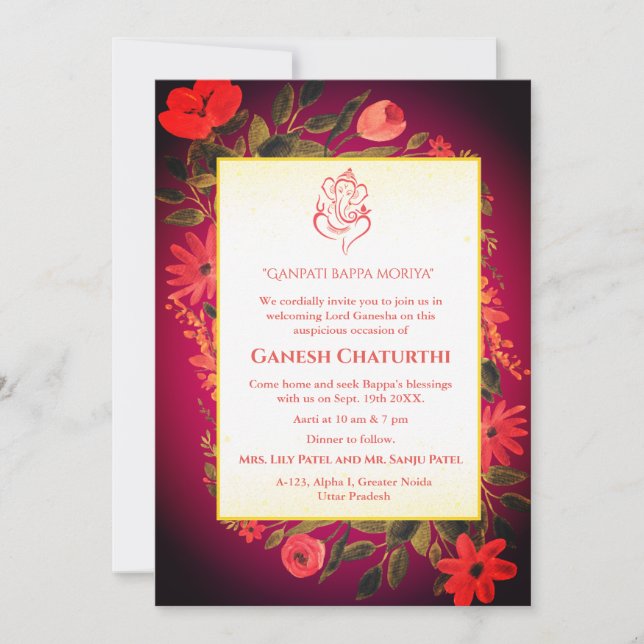 Invitation Ganesh Chaturthi Puja Floral (Devant)