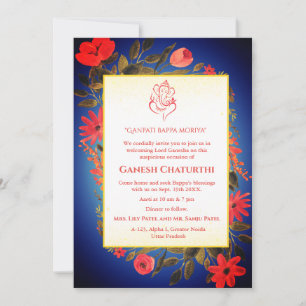 Invitation Ganesh Chaturthi Puja Floral